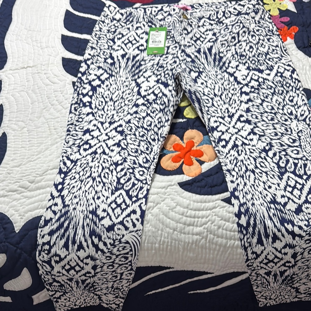 Navy and White Patterned Pants
